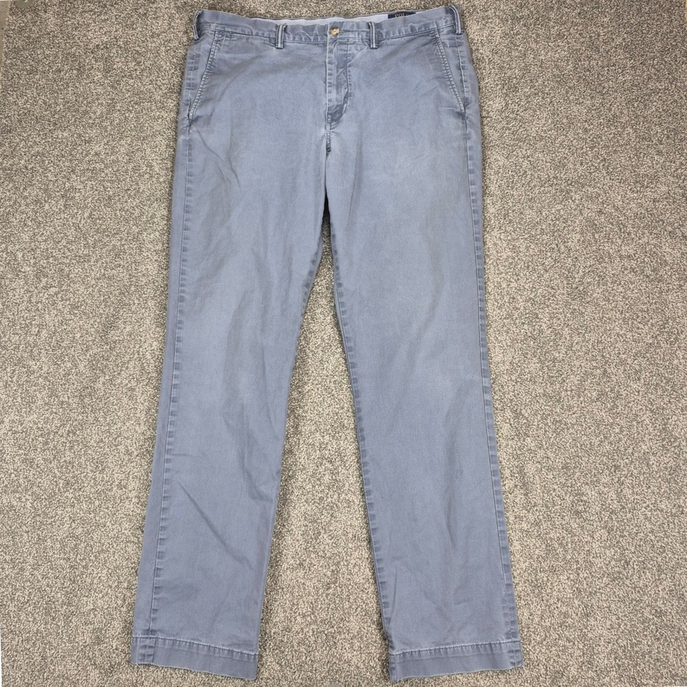 Polo Ralph Lauren Chino Pants Mens 36x34 Blue Stretch Straight Fit Twill